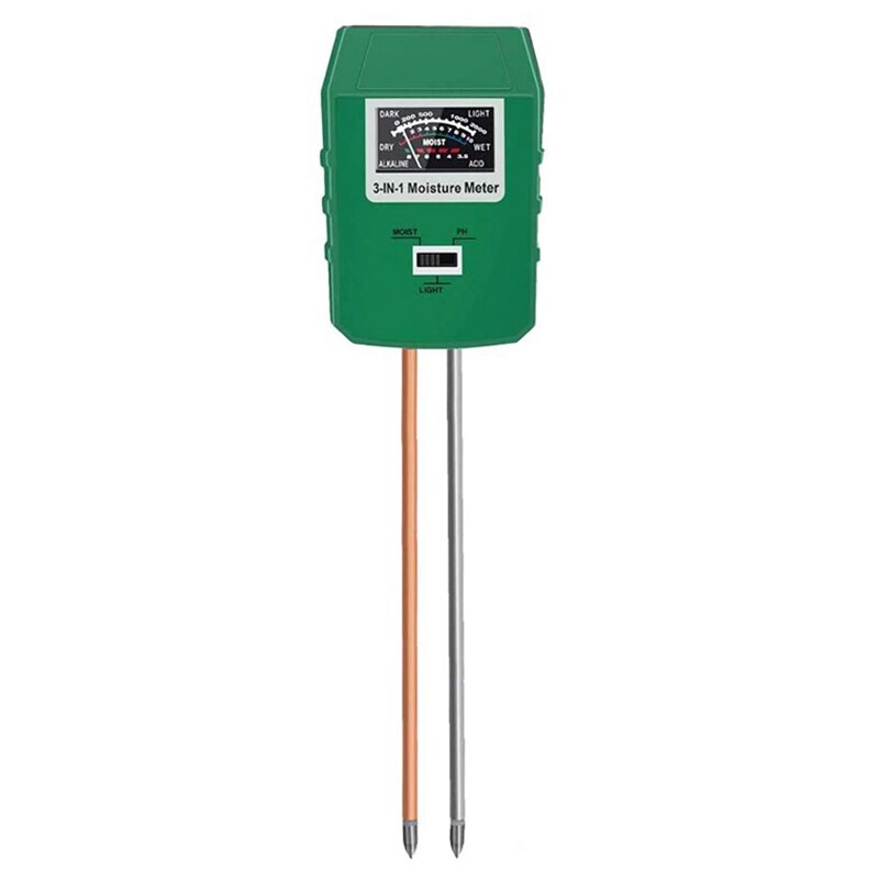 Soil PH Meter,Large Screen Soil Moisture/Sunlight/PH Tester Backyard Soil Test Kit, Reliable Gardening Soil Tool: green