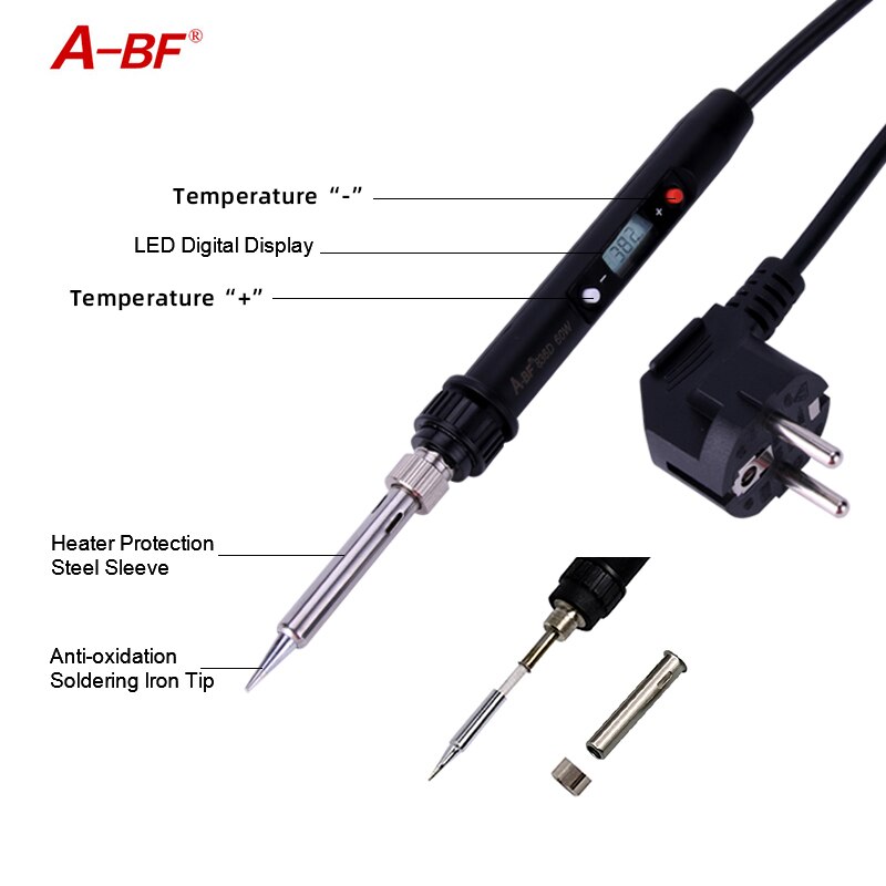 A-BF 836D LCD Display Soldering Iron Digital Solder Iron Set Temperature Adjustable Kit Welding Tools Rework Station 60W