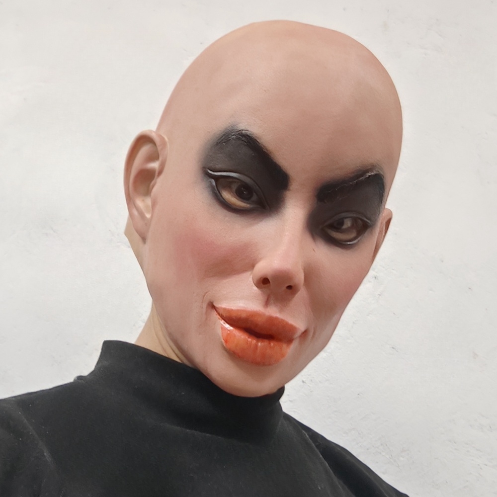 sexy Promi-Gesichtsmaske, Schauspielerin, menschliches Gesicht, Latexmasken, realistisches hässliches Mädchen, Verkleidung, Mottoparty, Requisit, Kopfdesign mit Glatze