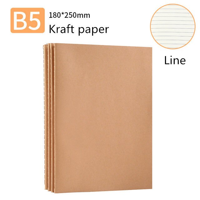 Journal Kawaii A5 B5 Kraft Paper-Black Card DIY Notebook Office for School Planner Grid-Line Agendas Notepads Stationary: B5 Kraft-line