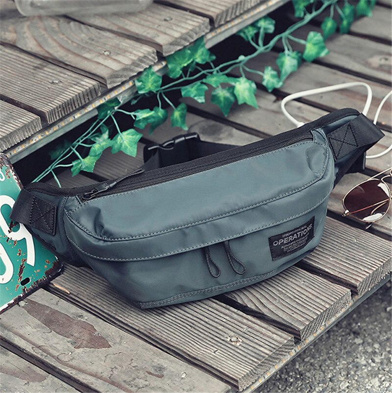 Bolsa de cintura masculina oxford, à prova d&#39;água, casual, de peito, moda, hip hop, cinto, bolsa de ombro para viagem ao ar livre: Greyish green