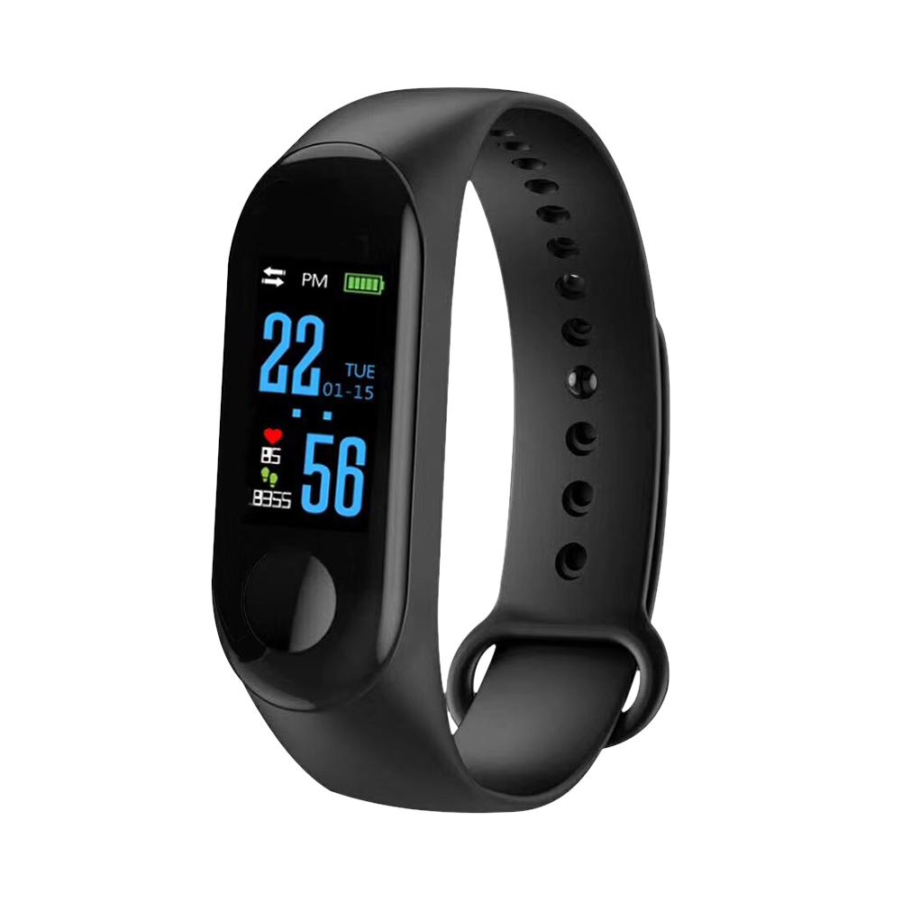 Pulsera inteligente M3 para IPhone, reloj con función de frecuencia cardíaca, resistente al agua, pantalla táctil, Control por Bluetooth, podómetro de Fitness,: Black