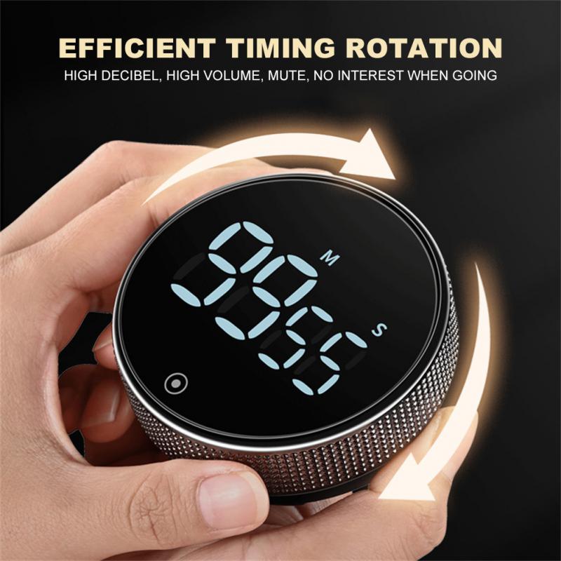 Minuterie de cuisine numérique LED, chronomètre d'étude, électronique magnétique, compte à rebours, horloge, rappel mécanique, alarme, Gadget de cuisine: Black