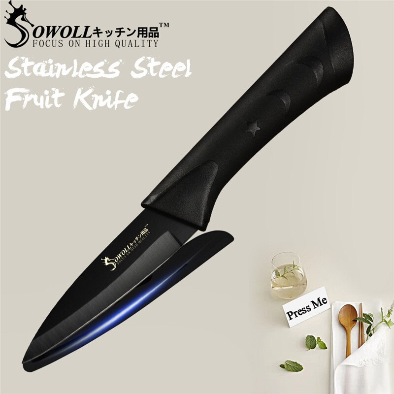 Sowoll superior 7 cr 17 ruostumattomasta teräksestä valmistettu keittiöveitsisetti sakset veitsenpidike japanilaiset keittiöveitset työkalut 8 kpl sarja: G .3.5 tuuman hedelmää
