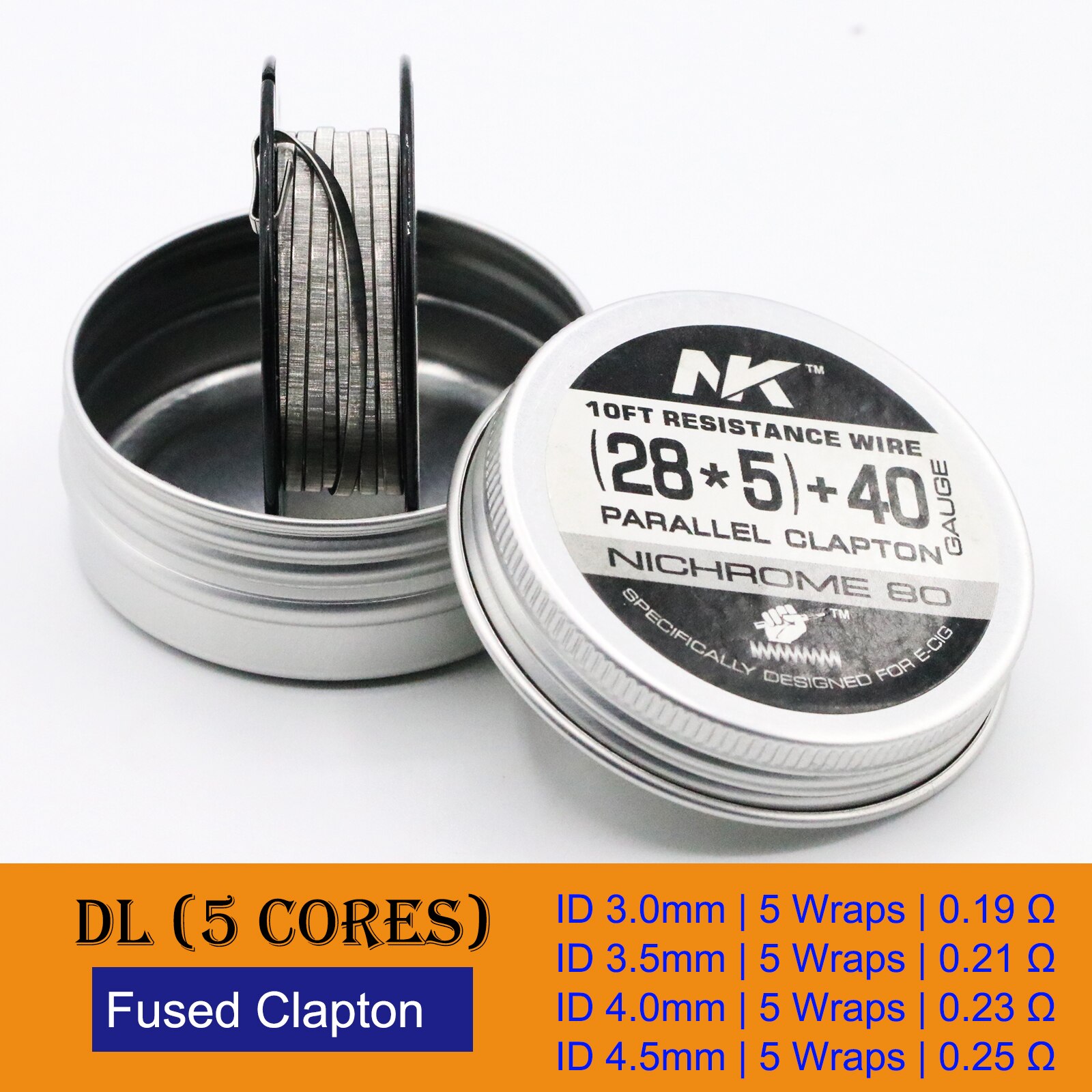 NK Ni80 filo di bobina Clapton fuso Nichrome sfalsato filo di riscaldamento alieno per Vape RDA RTA 10 piedi: 5. Ni80 28x5-40