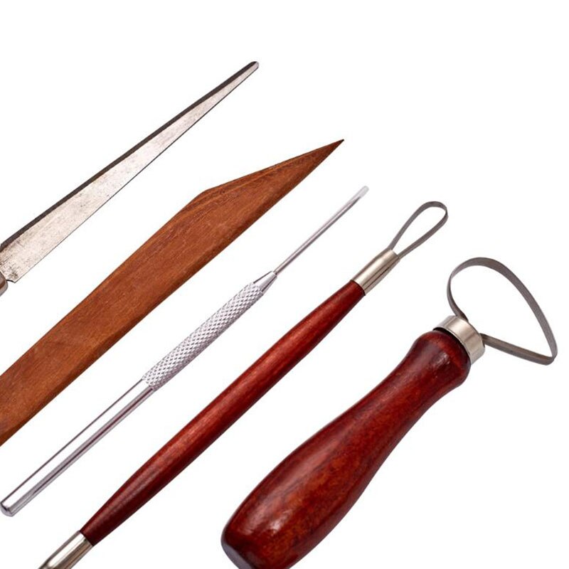 9pcs Sculpting Tool Pottery Tools Wood Handle Pottery Set Wax Carving Sculpt Smoothing Polymer Shapers Pottery Clay Ceramic Tool