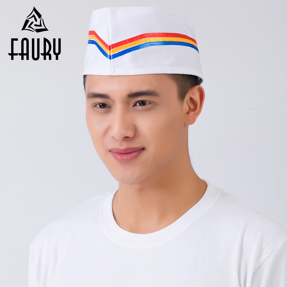 10Pcs/Lot Unisex Navy Style Hat Restaurant Hotel Kitchen Catering Sushi Chef Hats Breathable Flat Hats Master Cook Workwear Caps