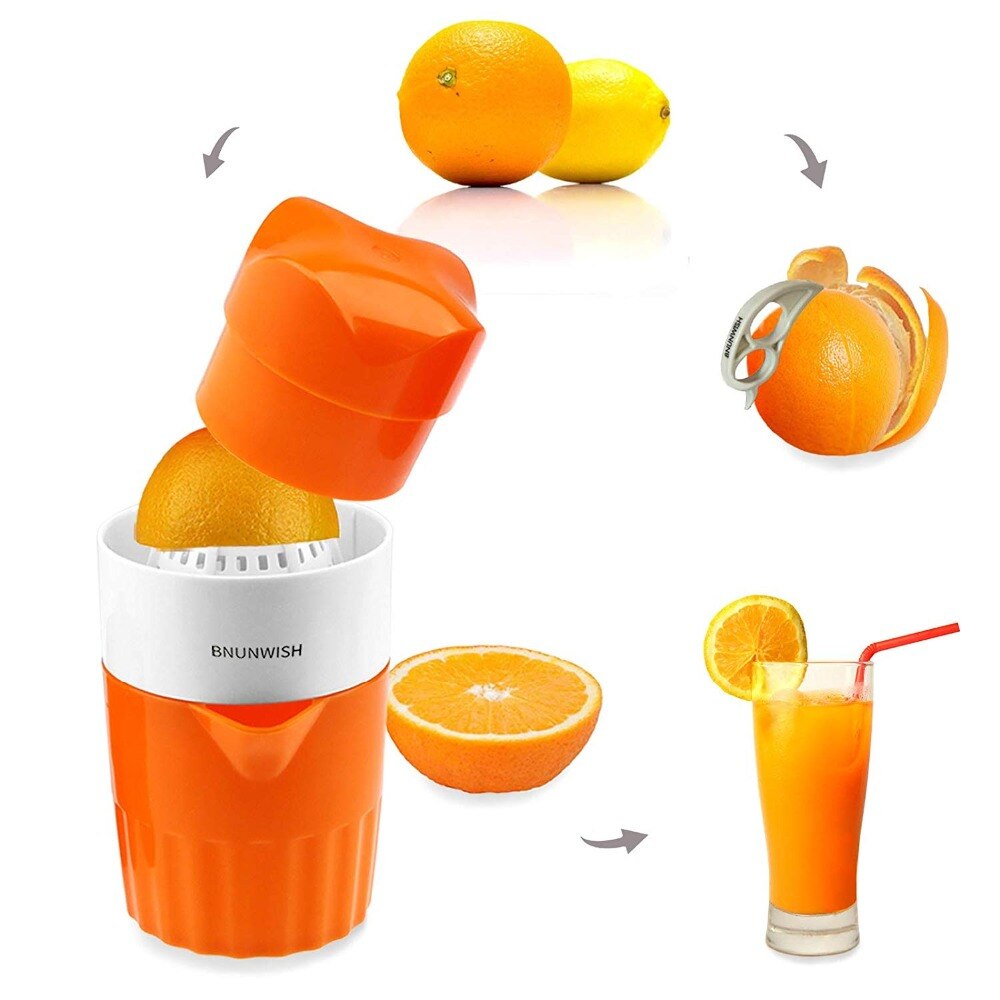 Potable Hand Juicer Citrus Orange Squeezer Manual Lid Rotation Press Reamer Lemon Fruit Juicer Squeezes with Strainer Container