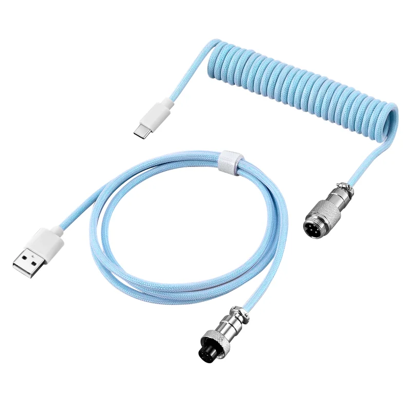3m brugerdefineret type c mekanisk tastatur spiralkabel usb-ledning mekanisk tastatur fjederledning desktop tastaturtilbehør: Khaki
