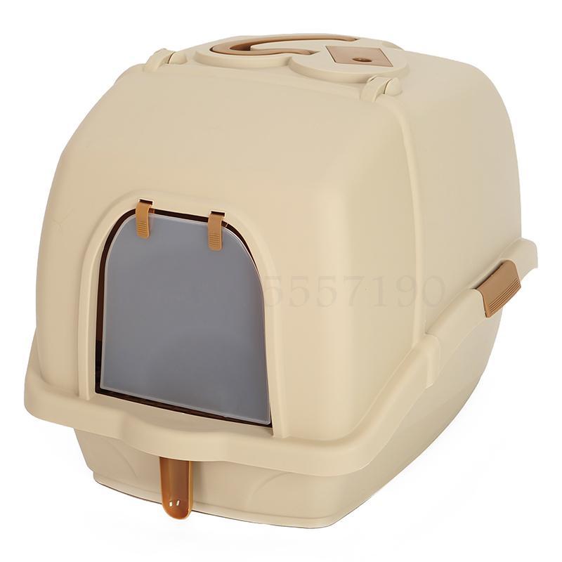 Cat Litter Box Double-layer Anti-spatter Extra Large Cat Toilet Cat Supplies Deodorizing Fully Closed Pine Cat Feces Basin: White