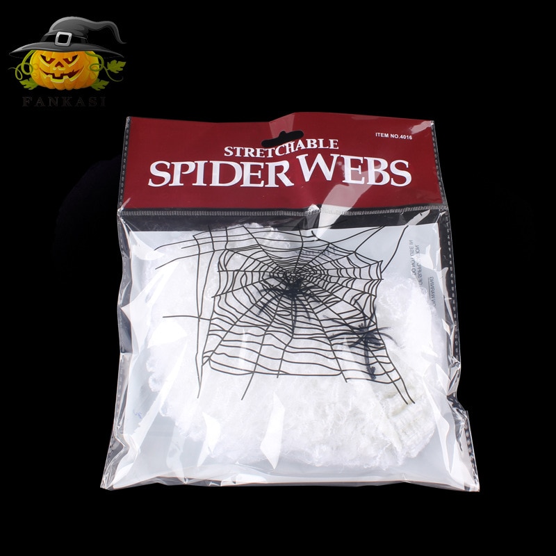 Halloween Scary Party Scene Props White Stretchy Cobweb Spider Web Horror Halloween Decoration For Bar Haunted House