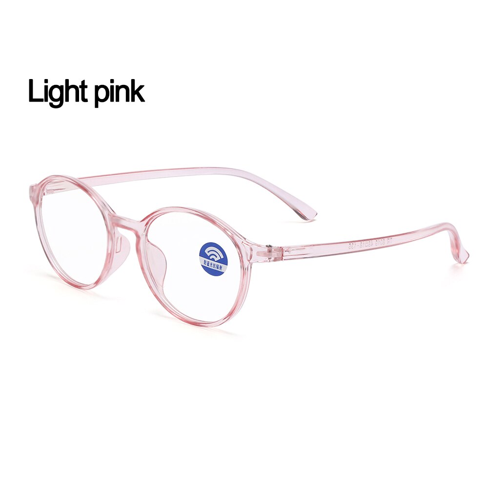 Classic Round Frame Blue Light Blocking Glasses Radiation Protection Computer Goggles Flexible Ultralight TR90 Eyeglasses: Light pink