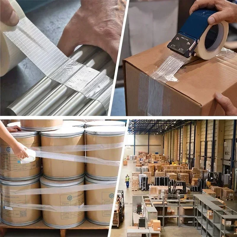 20 Meter Glasfaser-Klebeband, transparentes, wasserdichtes Gitterband, hochviskoses, verstärktes Umreifungsband, Verpackungs-Dichtungsband