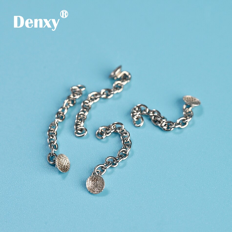 Denxy dental Orthodontic Lingual Button with Chain Dental Lingual Traction Chain Dental Supplies Dentist Use Orthodontic Bracket