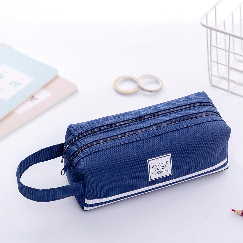 Double Layer Pencil Case Letter Trousse Scolaire Large Capacity Estuche Escolar Multifunction Piornik Szkolny School Pencil Case: J