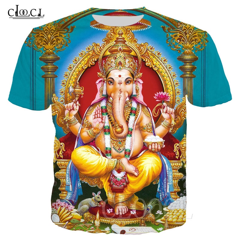 Basic t-shirt hinduisme gud lord ganesha 3d print ganesh unisex t-shirts kvinder mænd sommer t-shirt toppe streetwear sportstøj