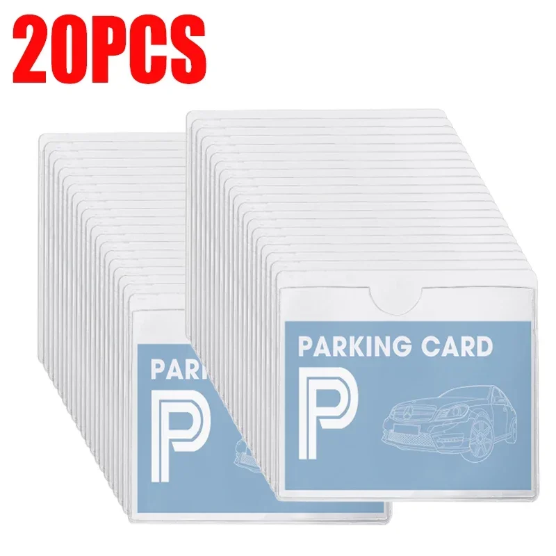 Auto Windschutzscheibe transparent Kartenhalter Parkplatz bestehen Etikett einstellen Tragbare selbstklebende Schutzfolie Karten Identifikationskartenhalter: Silber