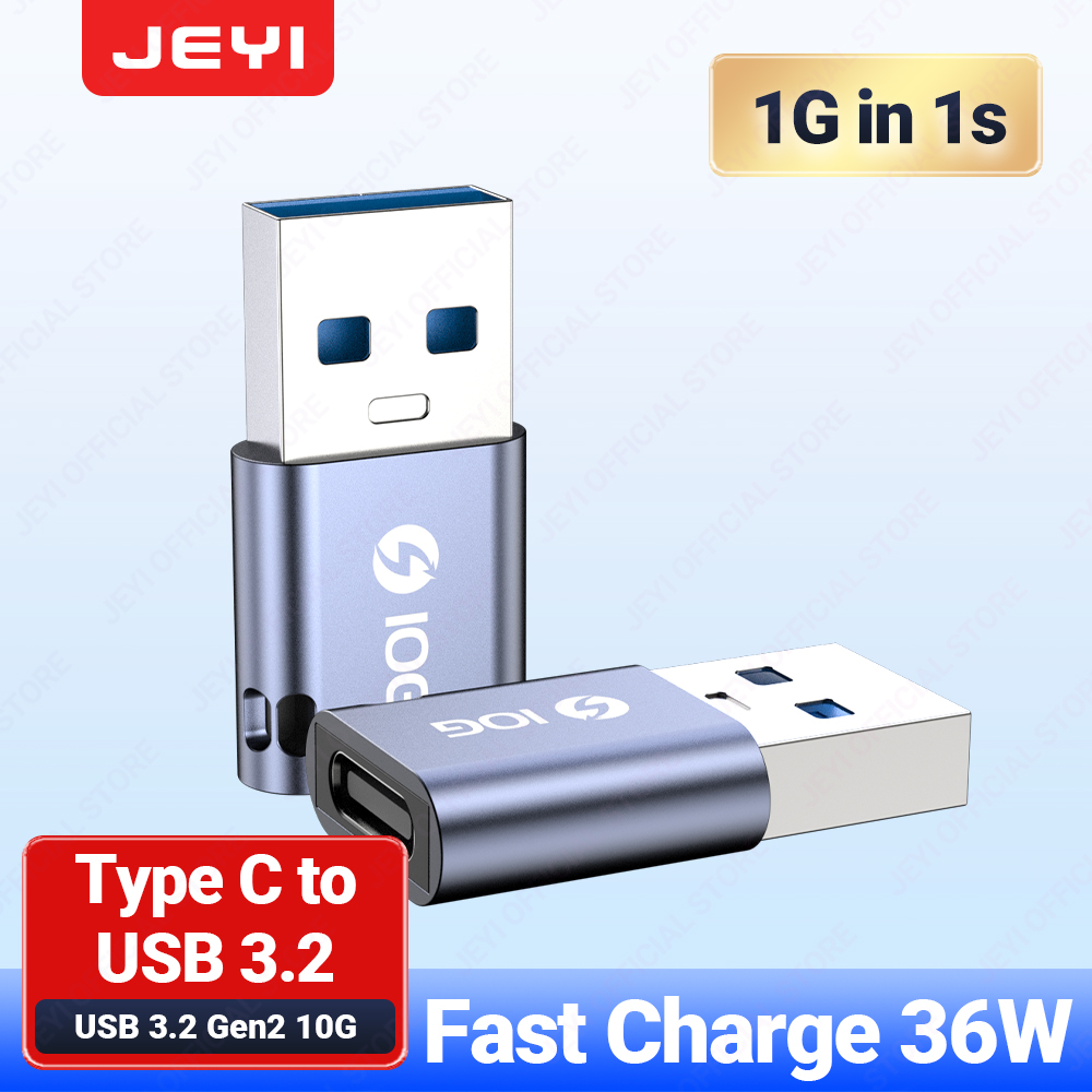 JEYI USB 3.2 to Type C OTG 10G Adapter, 36W Fast Charge Type C to USB 3.2 Converter, Male C to C 40Gbps Support Thunderbolt 3: green