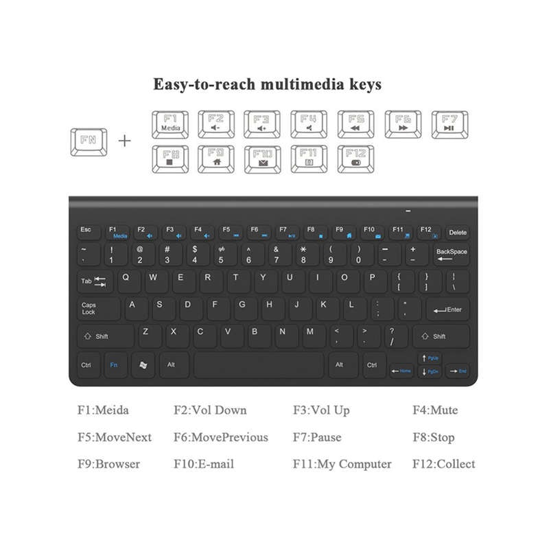 Mini Wireless Mouse Keyboard For Laptop Desktop Mac Computer Home Office Ergonomic Gaming Keyboard Mouse Combo Multimedia Black