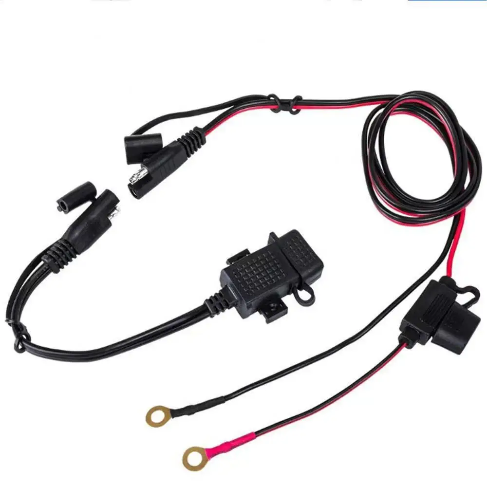 Sae till usb-kabeladapter vattentät usb-laddare snabb 2.1a- port med inbyggd säkring för motorcykel mobiltelefon surfplatta gps