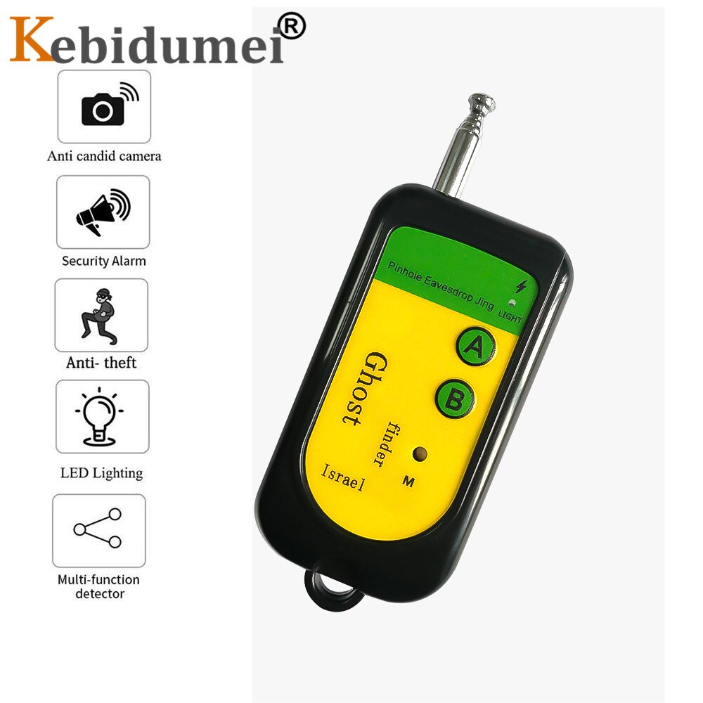 Kebidumei RF Wireless Signal Detector Tracker 100-2400 Mhz Frequency 12V Mini Camera Finder Sensor Alarm Device Radio Check