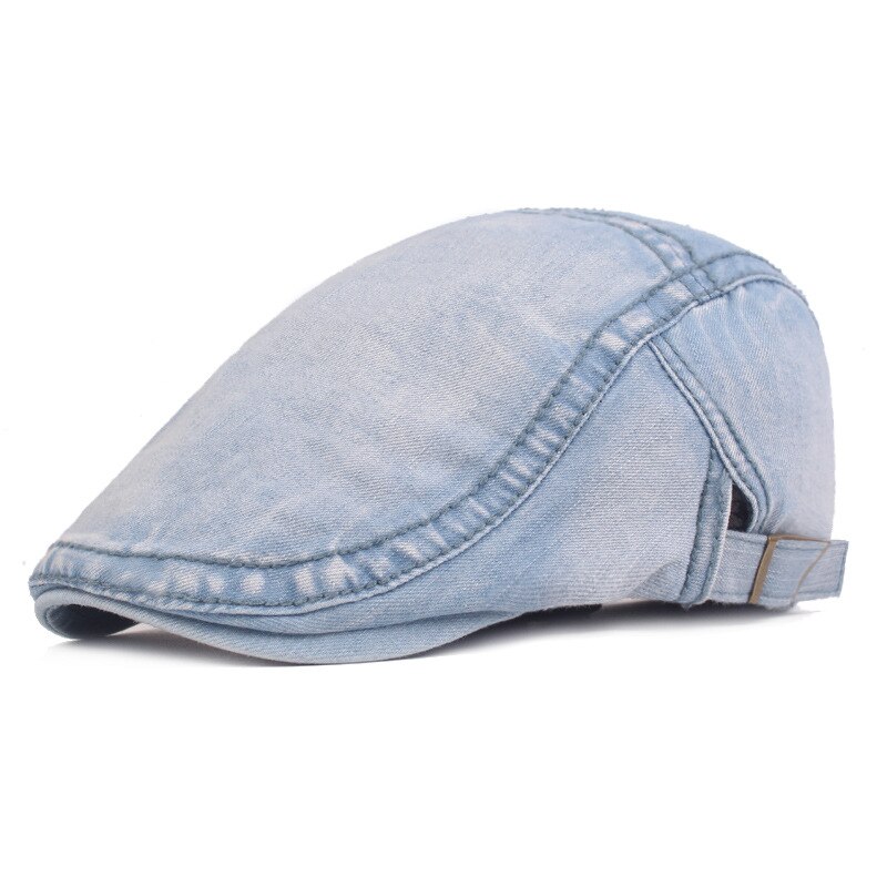 Boina vaquera para hombre y mujer, gorro de tela lavada, gorra plana con visera para conducir,