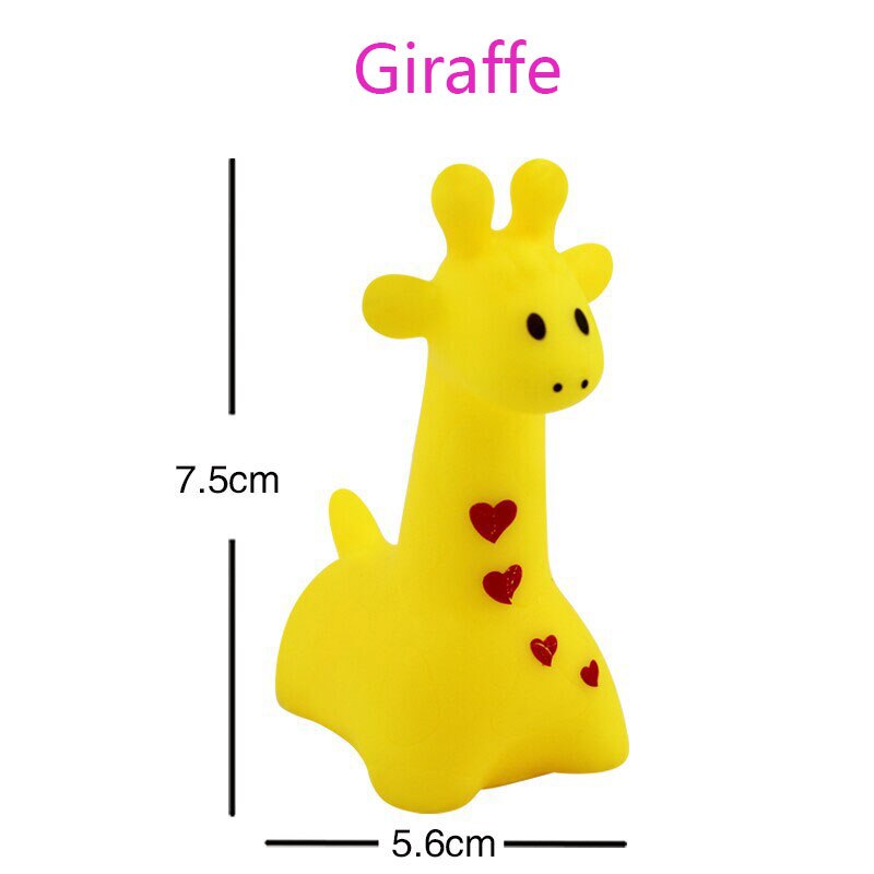 Cute Bath Toys Animals Swimming Water Toy Colorful Soft Floating Rubber Duck Squeeze Sound Squeaky Bathing Toy For Baby Bath: 1PC Giraffe