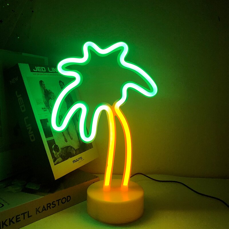 Led Neon Teken Licht Neon Nachtlampje Lamp Tafel Flamingo Kokospalm Ananas Lamp Fotografie Prop Bruiloft Decoratie