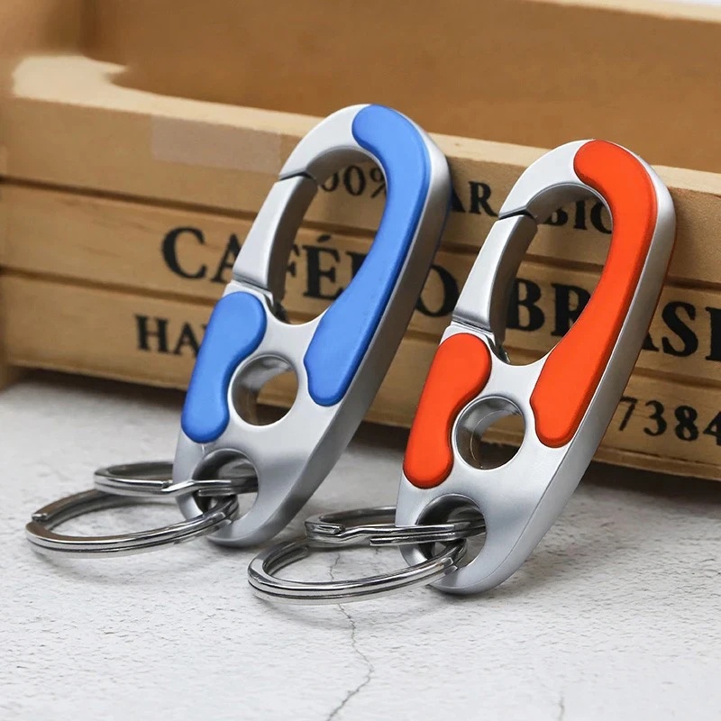 Männer Doppel Ring Schlüsselbund Metall Taille Schnalle Auto Schlüssel Halfter Anhänger draussen Karabiner Klettern Werkzeug Angeln Schlüsselring Geschäft