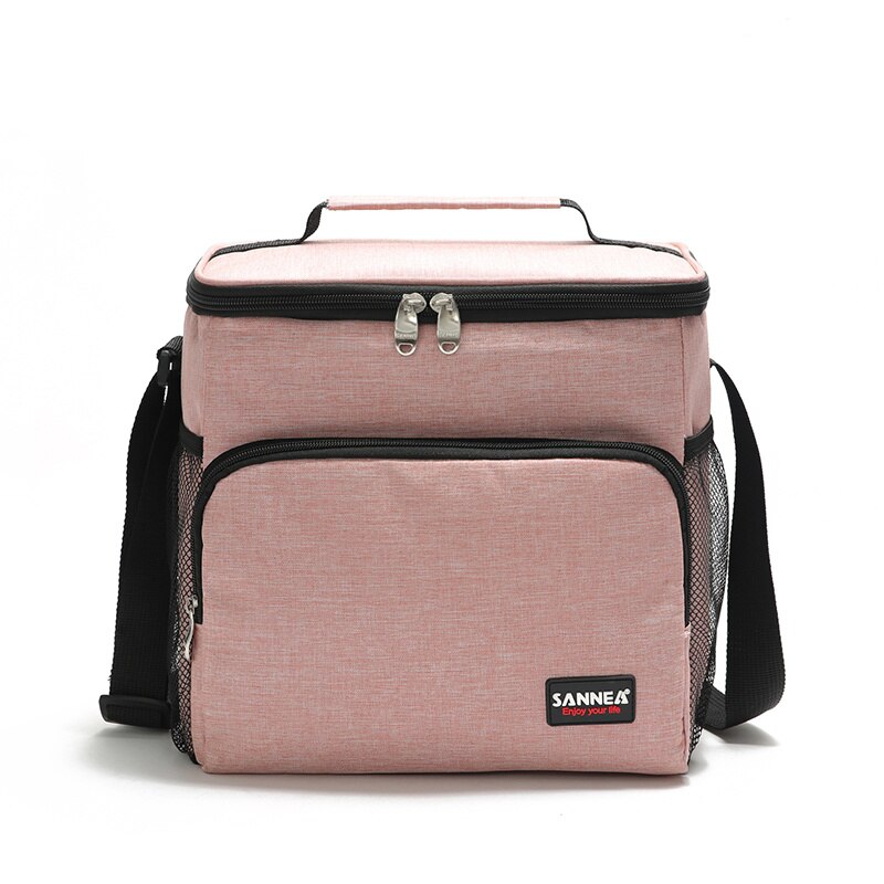 Sanne 2022 9L Lunch Tas Geïsoleerde Schouderriem En Draagbare Tas Voor Voedsel Waterdichte Lunchbox Thermische Herbruikbare tas: Pink