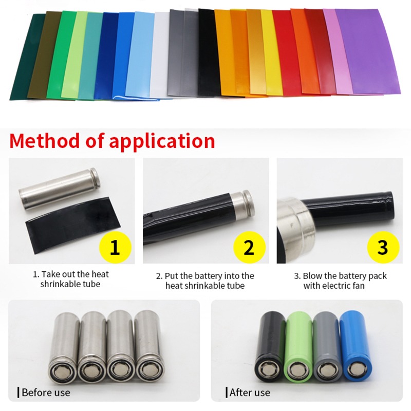 100 Stück flache PVC-Schrumpfschläuche, Batteriefolie für 18650 Lithium-Batterie, Schrumpfschlauch, sortiertes Bausatz, selbstklebender Isolator
