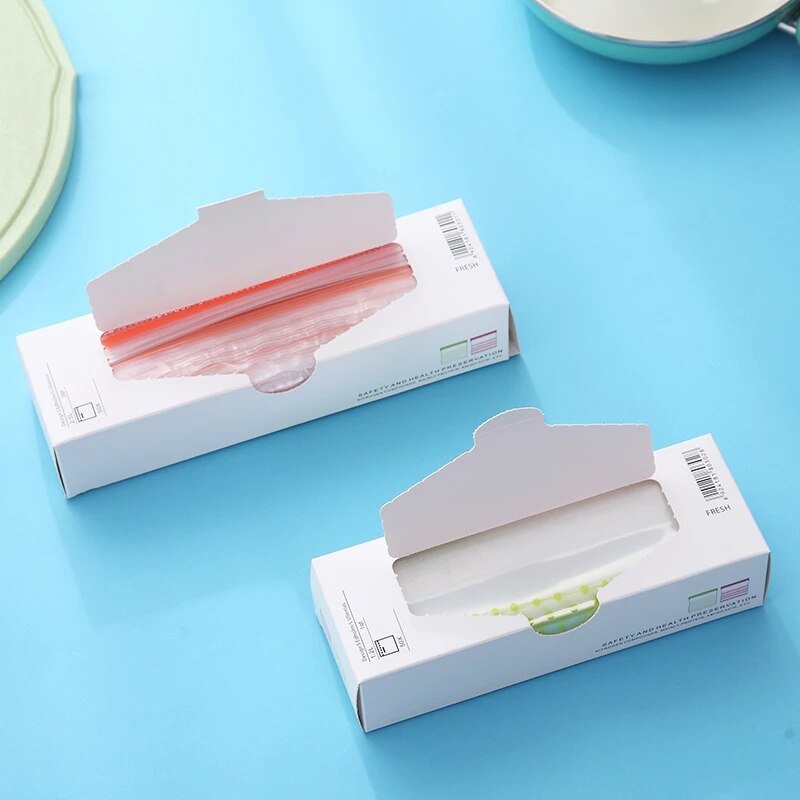 50Pcs/Set Reusable Food Storage Bags Plastic Food Packaging Bags Keep Fresh Leakproof Kitchen Storage Organization