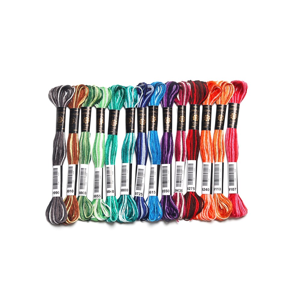 Brillo colores jaspeados 6 hilos 8m doble mercerizado 100% de algodón egipcio hilo hebra bordada Cruz hecho a mano
