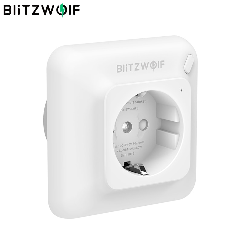 BlitzWolf BW-SHP8 3680W 16A EU-stekker Smart WIFI-stopcontact Stopcontactschakelaar Draadloos EU-stopcontact Timer Afstandsbediening Power Monitor Werken met Alexa Google Assistant smart home