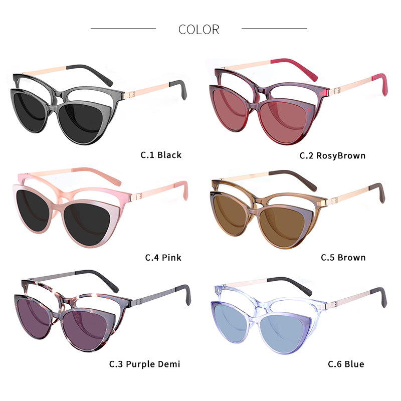 Ceofy – lunettes de soleil yeux de chat pour femmes, monture optique polarisée, magnétisme, de CD6817