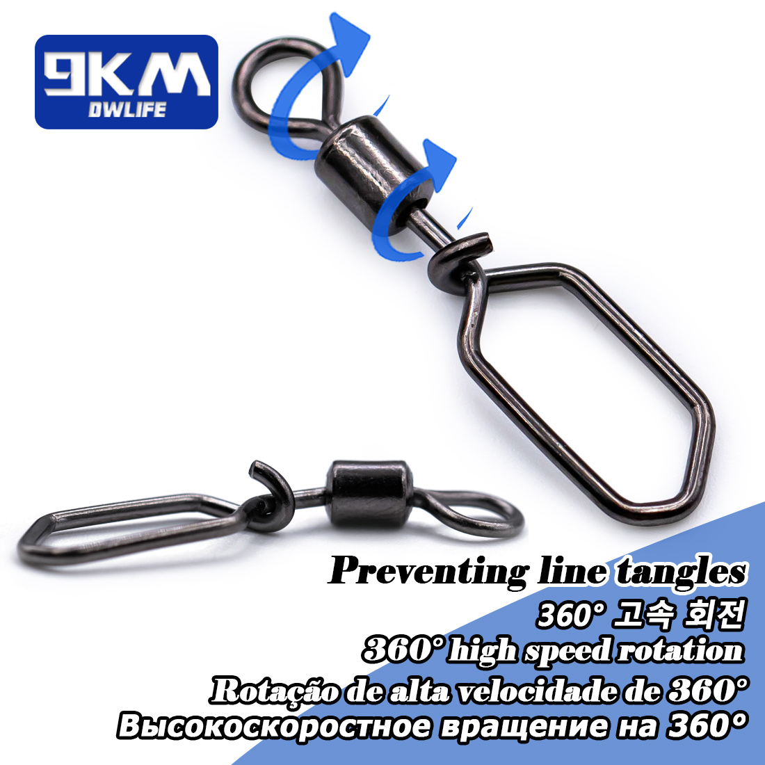 Broche giratorio de pesca, 15 ~ 60 uds., gancho de acero inoxidable, barril rodante de pesca, conector de señuelo de pesca giratorio, broche de enclavamiento