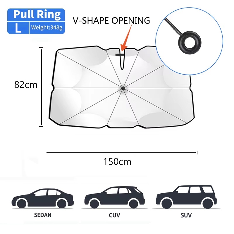 Karcle Auto Voor Parasol Zonnescherm Pull Ring Paraplu Voor Voorruit Auto Opvouwbare Parasol Covers Auto Parasol Paraplu: green