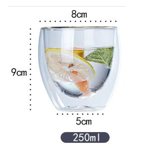 Double Coffee Mugs With the Handle Mugs Drinking Insulation Double Wall Glass Tea Cup Drinkware Milk: E  250ml