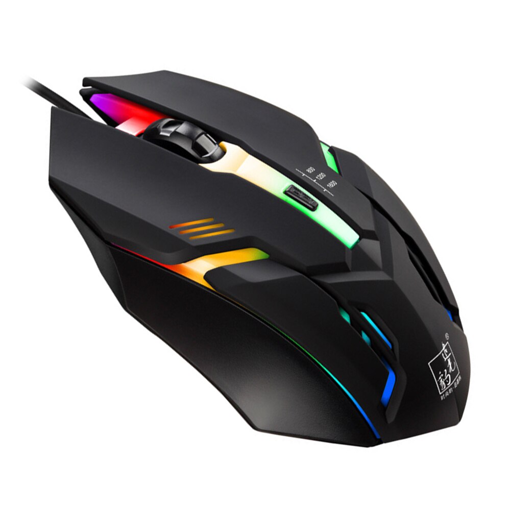 1600dpi E-Sports Luminous Wired Mouse USB Wired Optical Mice 6 Button for Desktop Computer PC Laptop RGB Light Mute Gaming Mouse