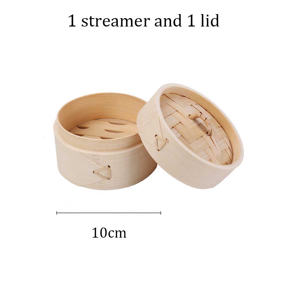 Bamboo parowar koszyk do gotowania na parze kluska ryby ryż warzywny kosz na przekąskę Dim Sum kuchnia narzędzia kuchenne klatka lub zestaw okładek: 10cm 1 cage 1 lid