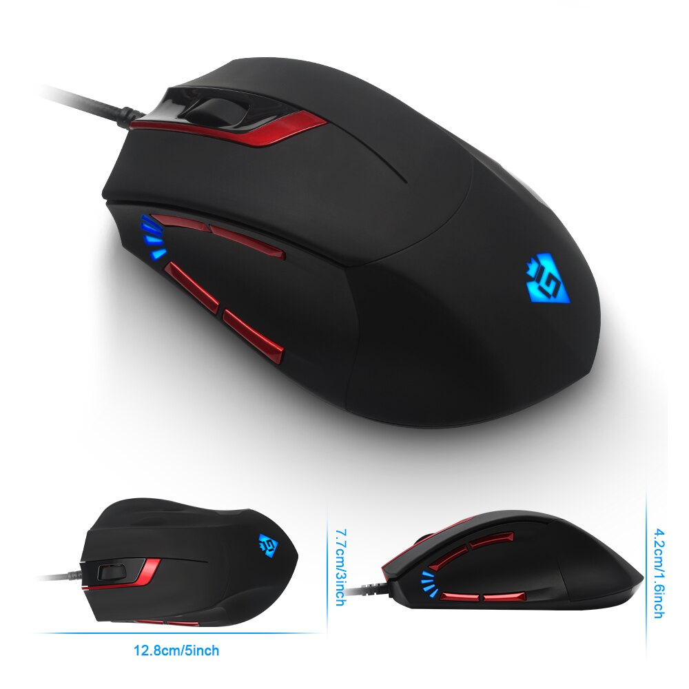 Rocketek Usb Wired Gaming Mouse 4000Dpi 7 Knoppen Optische Programmeerbare Game Muizen Met Backlight Ergonomische Voor Laptop Pc Computer