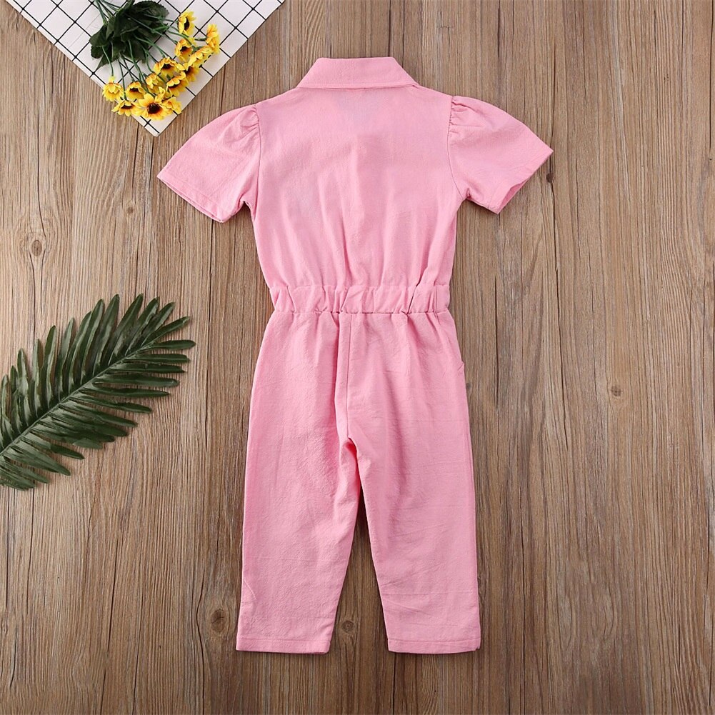 Kids Baby Meisje Romper Peuter Korte Mouw Overalls met borduurwerk Outfit Kleding