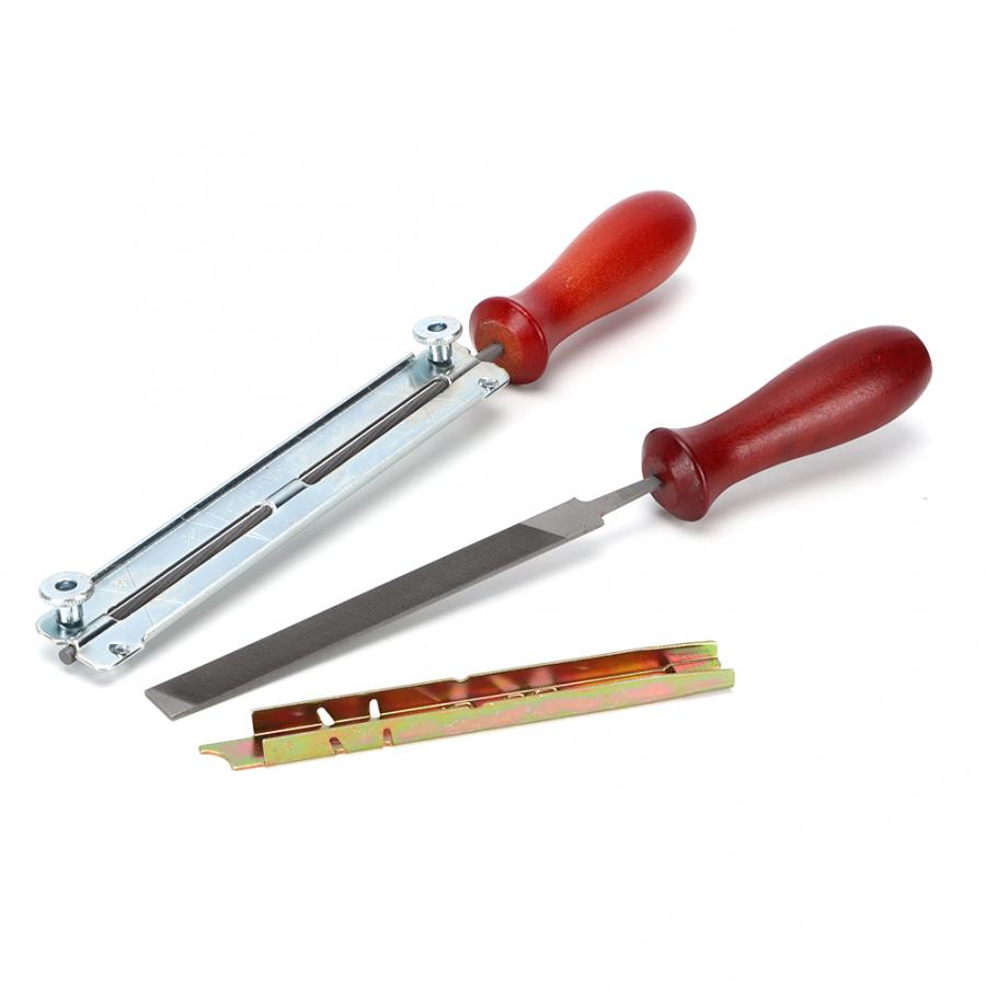 Gereedschap Chainsaw Sharpening File Filing Kit Guide Bar Chain Sharpen Depth Gauge Saw Files Hand Tool Set Chainsaw Depth Gauge