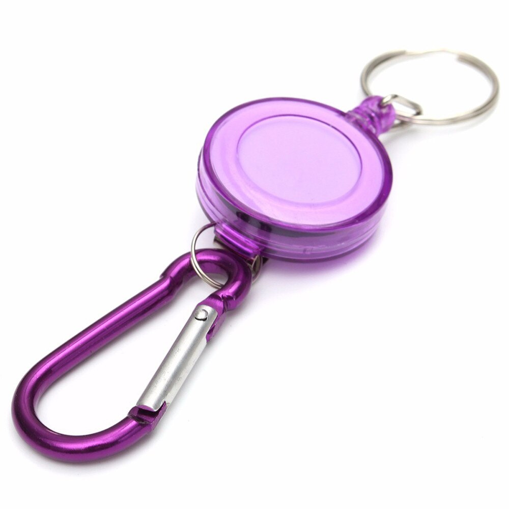 Llavero retráctil de línea de , insignia con cadena, carrete de retroceso, mosquetón ID, esquí, Pass, propietario, llaveros accesorios telescópicos, 1 unidad,: purple