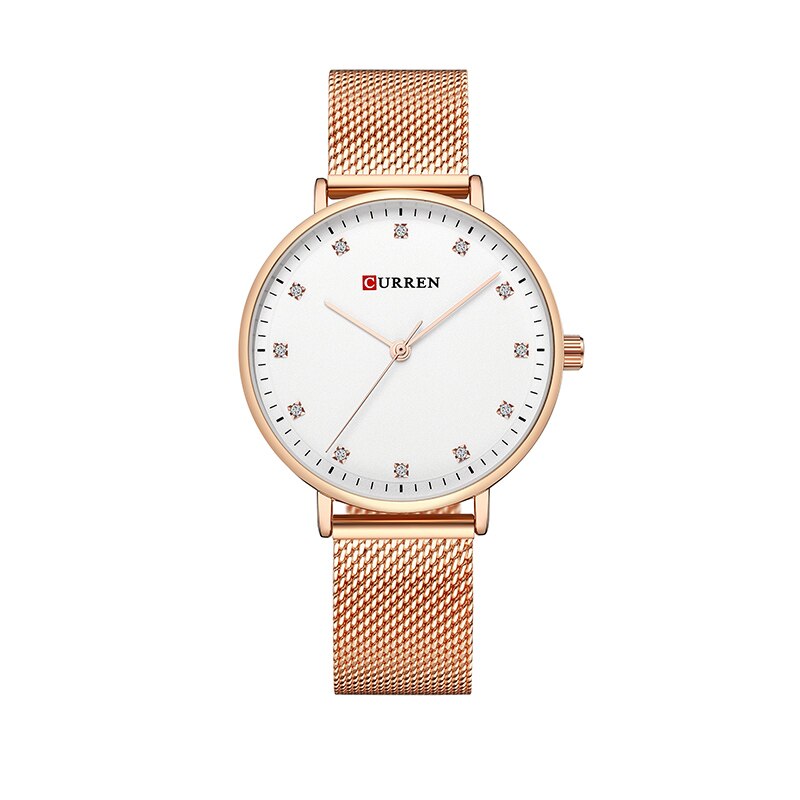 CURREN Mode Horloge Vrouwen Horloges Dames Roestvrij Stalen Armband Horloges Vrouwelijke Relogio Feminino Montre Femme: Rose Gold White