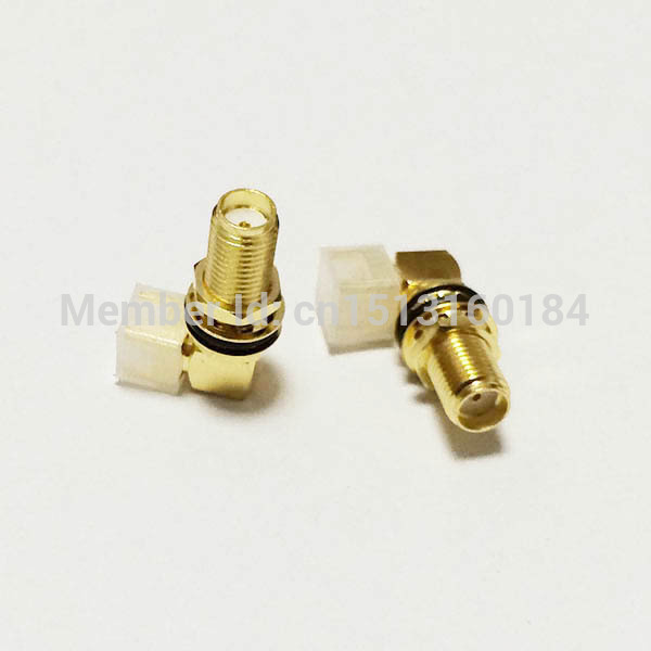 1 pc SMA Fêmea porca Jack RF Coax Modem Conversor Conector PCB mount anel Ângulo Direito Goldplated NOVO atacado