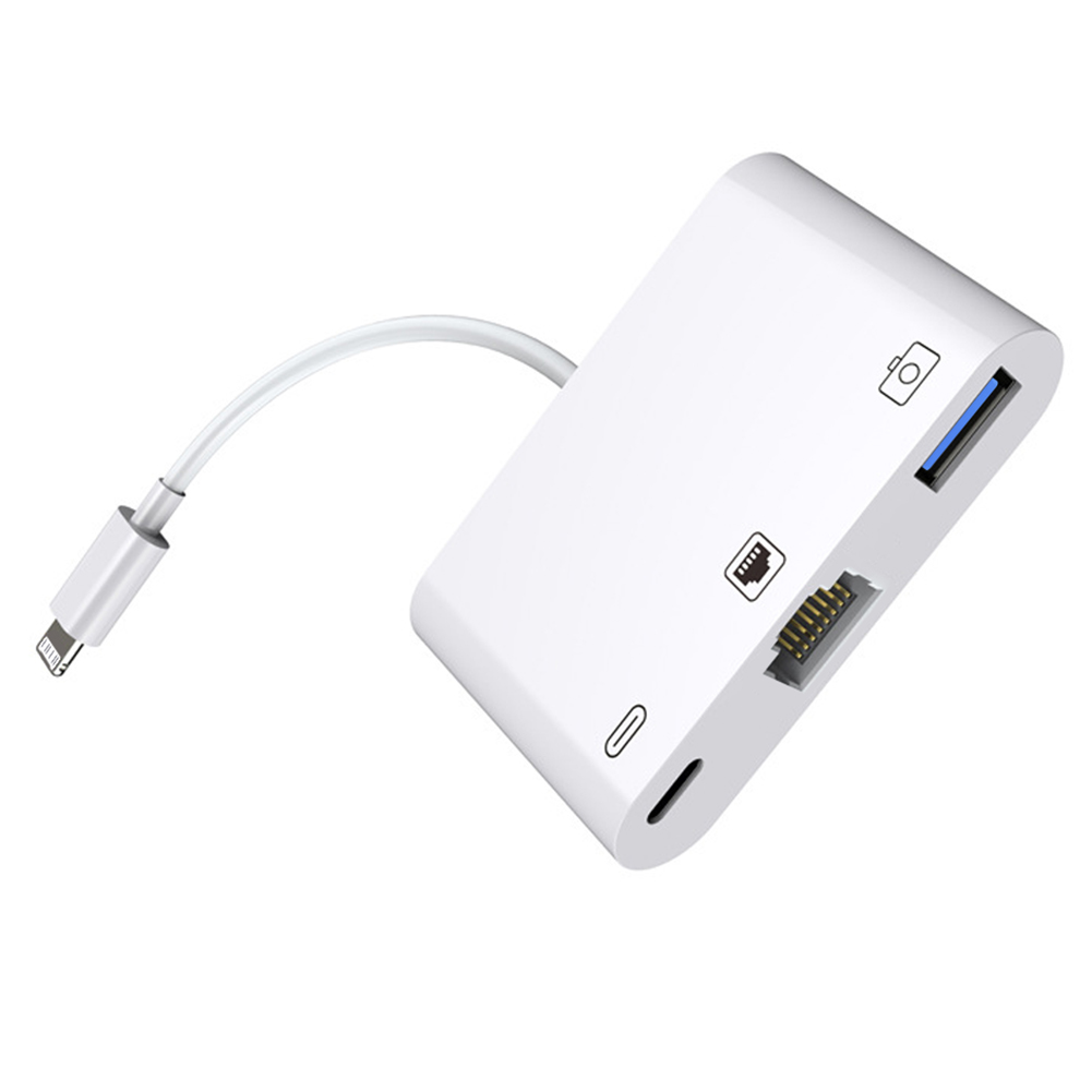Adaptador 3 en 1 Lightning a tarjeta de red Rj45, adaptador de carga de cámara Lightning a Ethernet para iPhone 14 13/12/11 pro Max iPad: Default Title