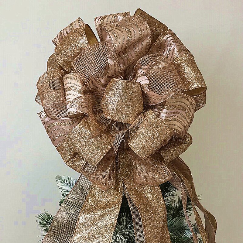 Kerstboomtop strikvormige ornamenten huis speciale kerstfeestdecoraties  p7 ding: Roségoud