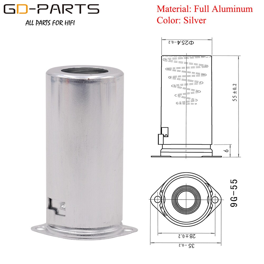 1 pc 55mm de alumínio tubo vácuo protetor protetor para 12ax7 ecc83 12au7 ecc82 12at7 5670 6dj8 6922 vintage amp diy: SILVER