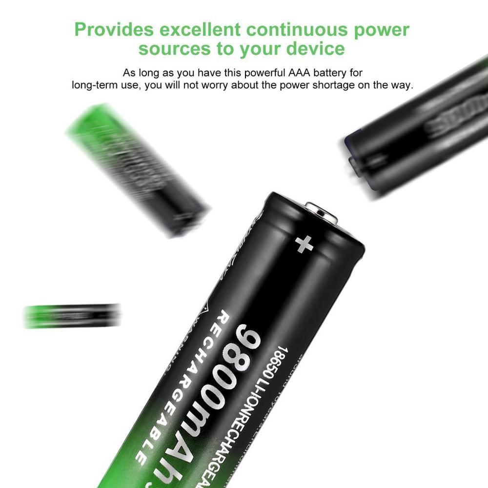 2S-20 PCS 100% 3.7V 18650 9800mAh Li-ion Rechargeable Battery For LED Flashlight Torch